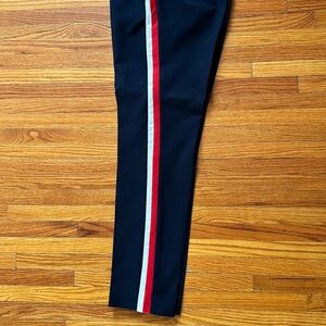 Zara Black and Red Ankle Pants with Stripe Detail